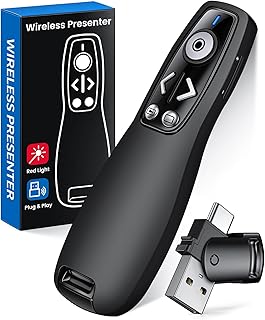 Presentation Clicker Wireless Presenter Remote for PowerPoint, Powerpoint Clicker with Volume Control PowerPoint Slide Advancer for Mac, Computer, Laptop-E600