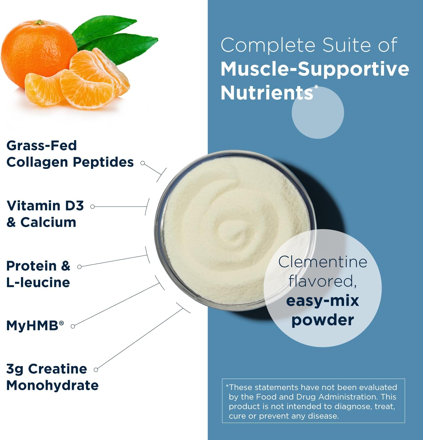 Designs for Health MyoStim - HMB + Collagen Peptides Powder with L-Leucine + Creatine to Support Healthy Aging - May Help Attenuate Age-Related Muscle Loss - Clementine-Flavored Drink (14 Stick Packs)