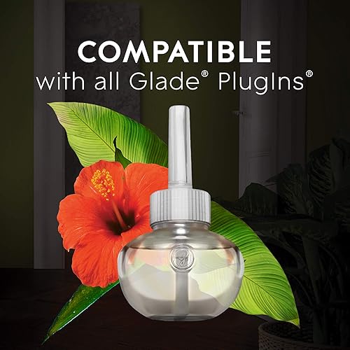 Miniatura 8 de Glade PlugIn Plus kit básico de ambientador, aceite perfumado para el hogar y el baño, Hawaiian Breeze, 2.01 onzas líquidas, 1 calentador y 3