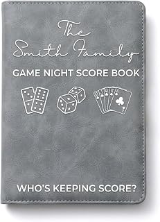 Personalized Game Night Score Book Leather Journal for Family Couples Friends, Who’s Keeping Score Notebook, Score Keeping Notebook for Board Games and Adult Family Game Night