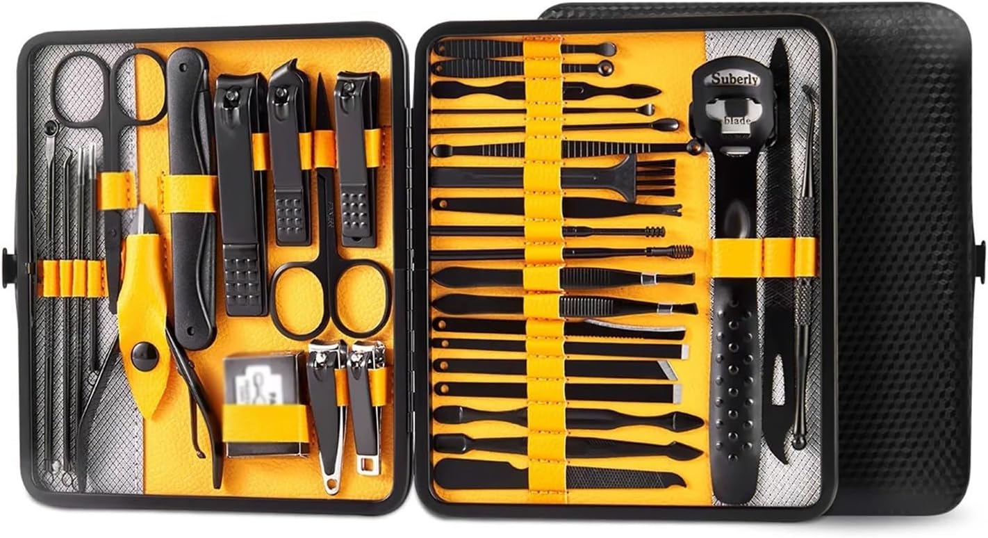 Travel Suitcase Nail Tongs Manicure Tool Set Nail Clippers Pedicure Set Beauty Set (D 15.4)