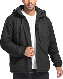 HDL Men's Winter Jackets Ski Snow Coats Warm Fleece Lined Waterproof Softshell Jackets Raincoats with Multi-Pockets