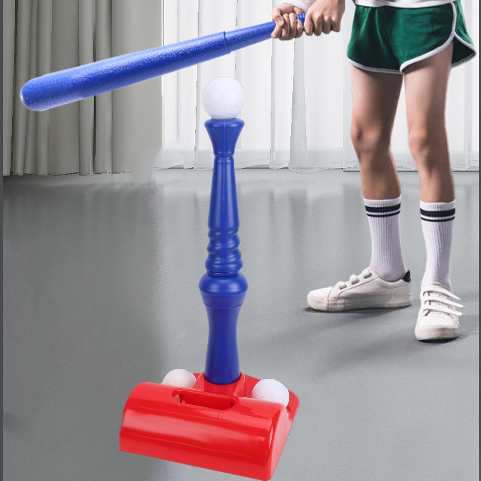 Asixxsix Ensemble de Tee-Ball pour Enfants, Ensemble D'entraînement de Baseball en Plastique de Conception Ergonomique pour Les Tout-Petits Garçons Filles, avec Hauteur Réglable