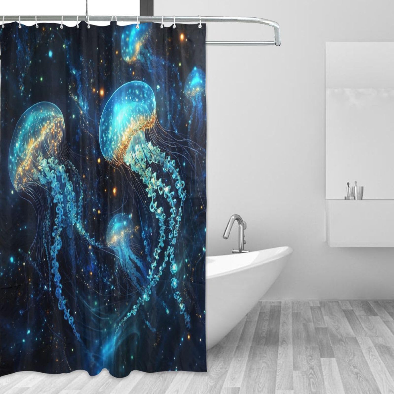 Rideau de douche motif méduses pour une ambiance marine apaisante