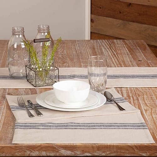 Miniatura 6 de Piper Classics Market Place - Camino de mesa de 36 pulgadas con rayas de grano azul