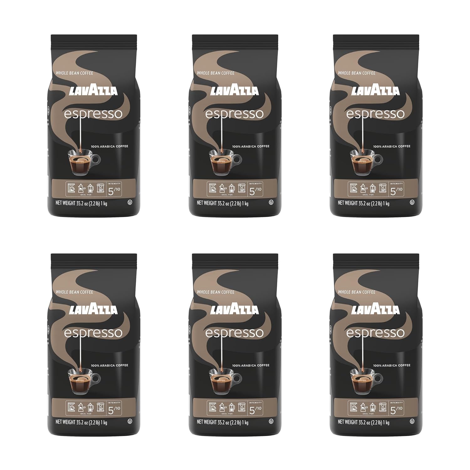 Lavazza Espresso Whole Bean Coffee – Medium Roast, 100% Arabica (2.2 lb bag) x6
