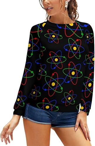 Miniatura 5 de Science Atom Logo Women's Graphic Long Sleeve Sweatshirt Casual Crewneck Pullover Relaxed Fit Tops