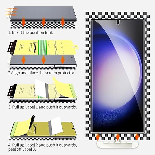 Miniatura 6 de QUESPLE Paquete de 2 Protector de pantalla de privacidad para Samsung Galaxy S23 Ultra (no de vidrio), ultrafino Soporte ultrasónico de huellas