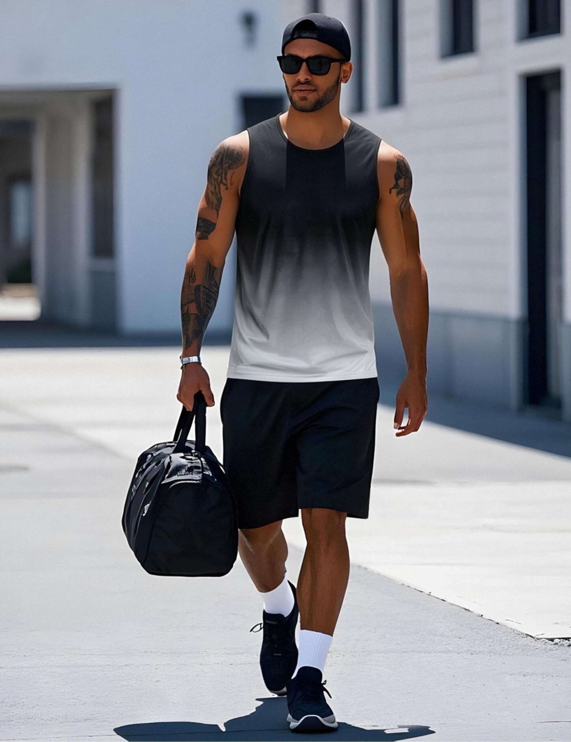 PINSPARK Camiseta de tirantes para hombre, sin mangas, camiseta de entrenamiento, verano, exterior, camiseta funcional — view 3