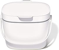 OXO Good Grips Easy-Clean Compost Bin 1.75 Gallon White - Countertop Kitchen Composter with Stay-Open Lid