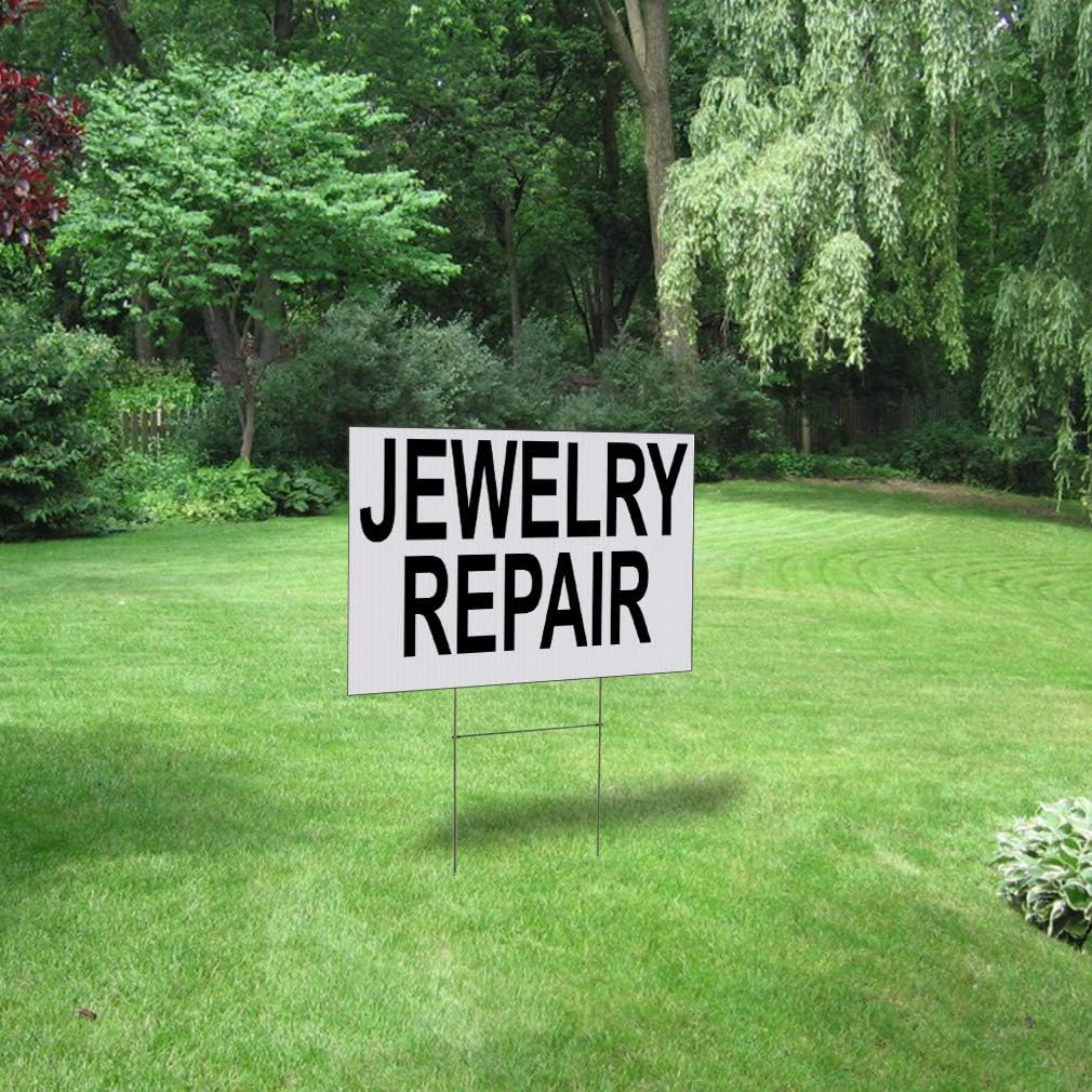 Fastasticdeals Weatherproof Yard Sign Jewelry Repair Black Lawn Garden Stores 24x18 Inches 1 Side Print