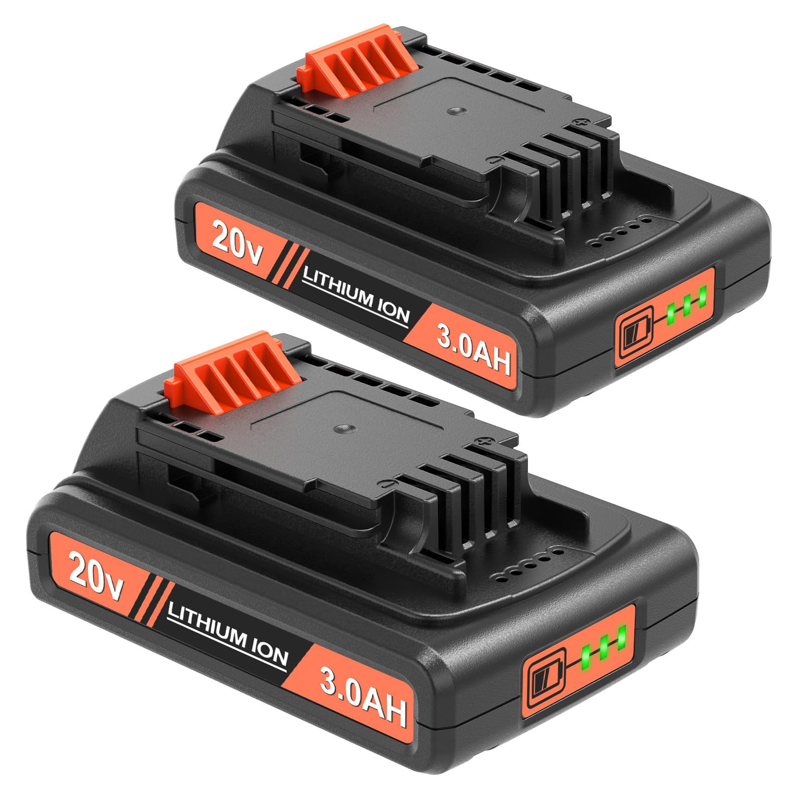 2 Packs 3.0Ah 20v Batteries Replacement for Black and Decker 20v Lithium Battery LB20,LST220,LBXR20, Compatible with Black and Decker 20V Cordless Power Tools and Charger