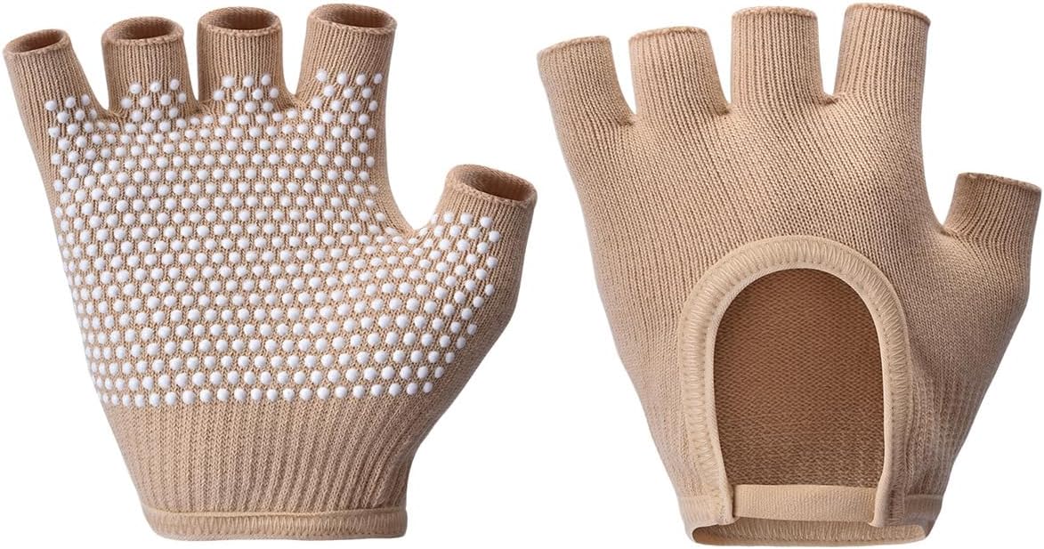 Non-Slip Fingerless Yoga Gloves – Ideal for Pilates, Barre, Air Yoga, and Fitness Workouts – Breathable Fabric with Enhanced Grip for Stability