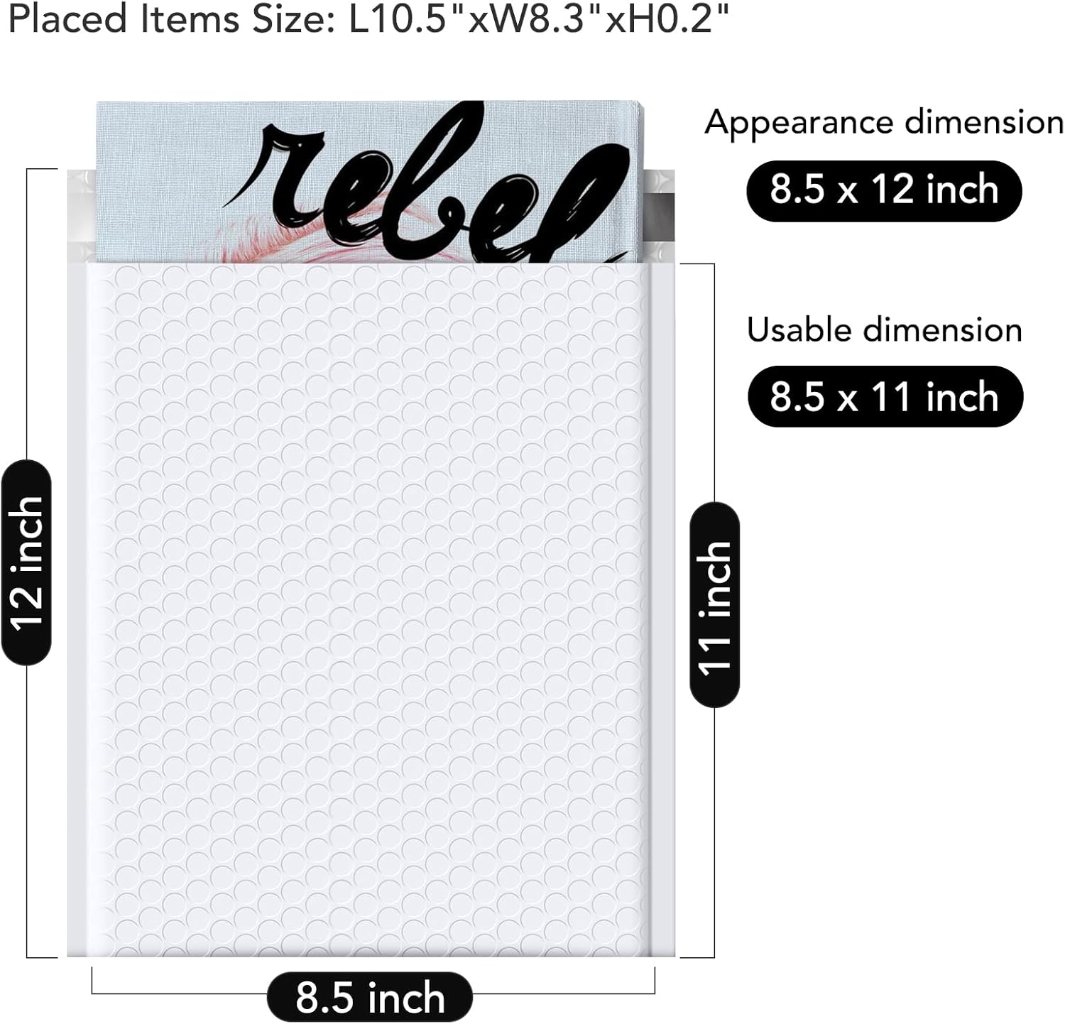 Fuxury Bubble Mailers 8.5x12” White Padded Envelopes 40 Pack Usable Size 8.5x11" Bubble Envelopes Thick Padded Mailers for Small Business Mailing Books Magazines Clothes,#2 - Image 2