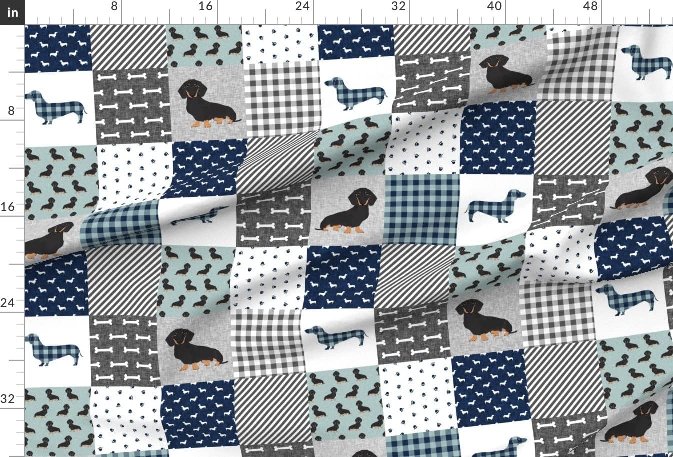Spoonflower Fabric - Dachshund Pet Quilt Dog Breed Silhouette Cheater Black Tan Wholecloth Printed on Minky Fabric by The Yard - Sewing Baby Blankets Quilt Backing Plush