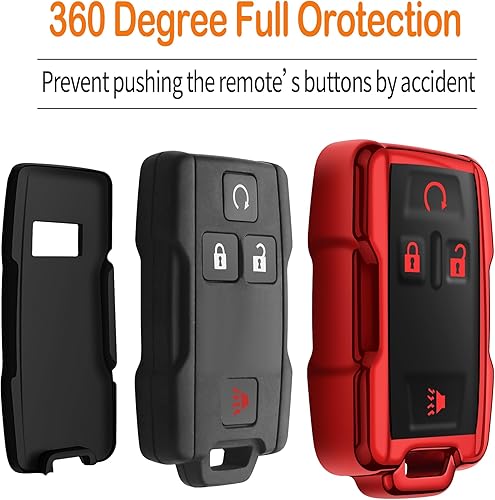 Miniatura 4 de Sindeda Funda para llavero Chevrolet con llavero de protección completa suave compatible con Colorado Silverado Suburban Tahoe GMC Canyon Sierra