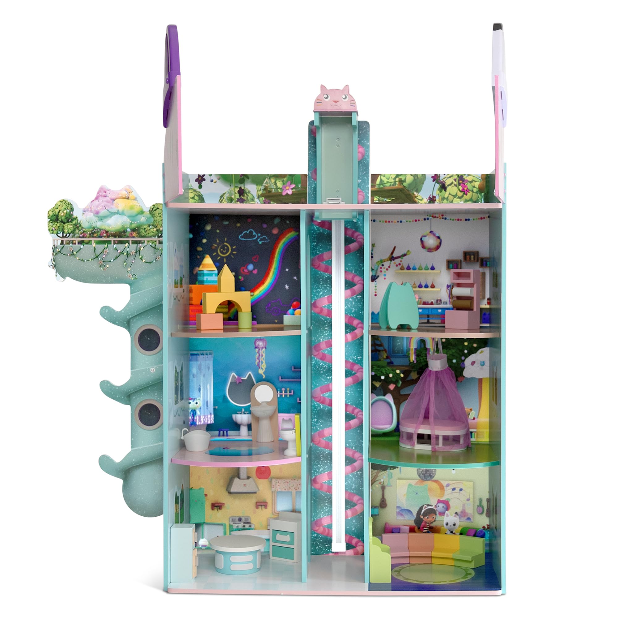 Gabby’s Dollhouse Purrfect Playhouse by Delta Children – Features Sounds & Light Up Ears - Includes 20 Accessories - Fits 8-inch Dolls - Pretend Play Dream Gift for Ages 3