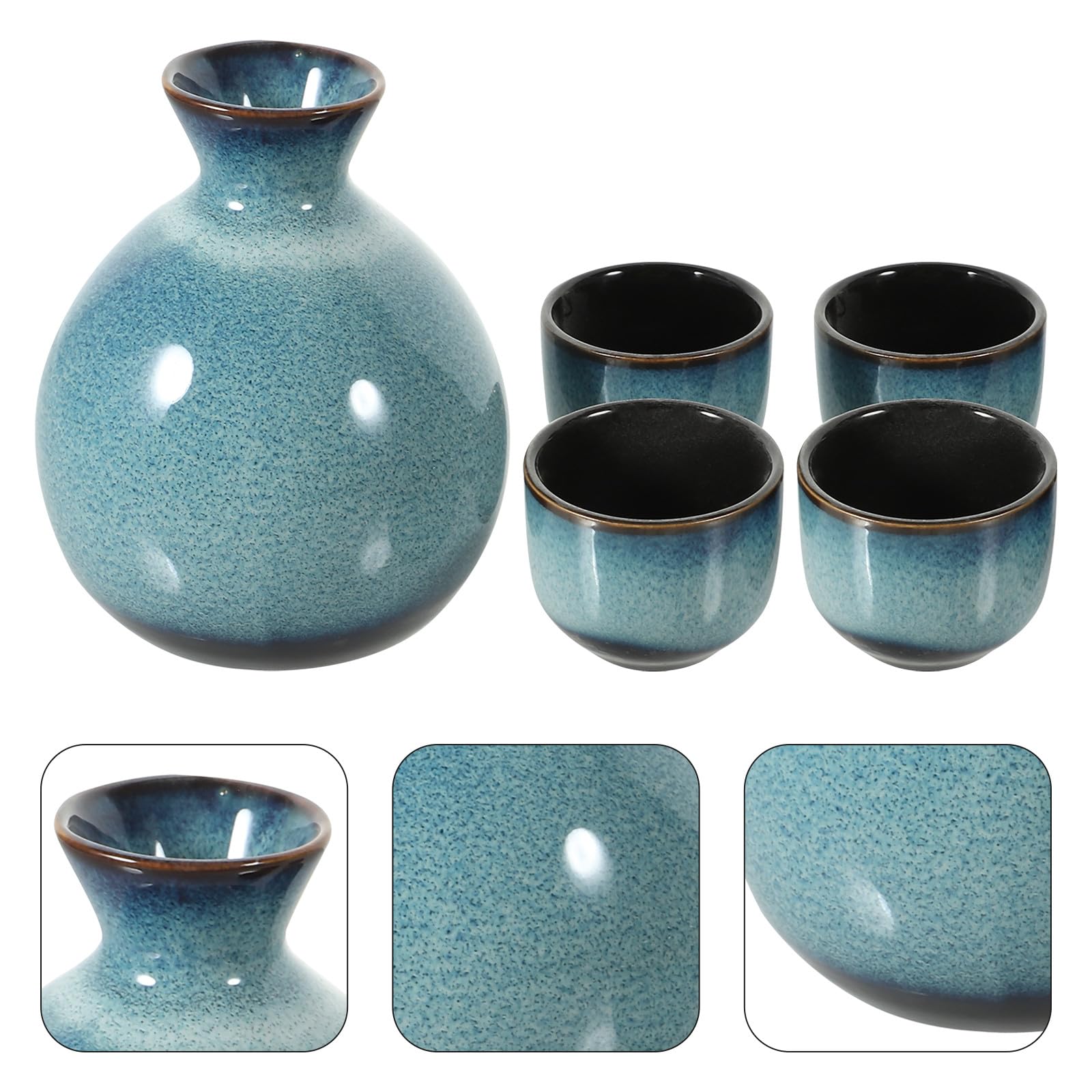 PATKAW Set de Tasses à Saké Vintage et Bouilloire à Saké de Style Japonais en Céramique à Finition Opaline, Sûr à Utiliser, Couleur Aléatoire pour Hôtels et Restaurants