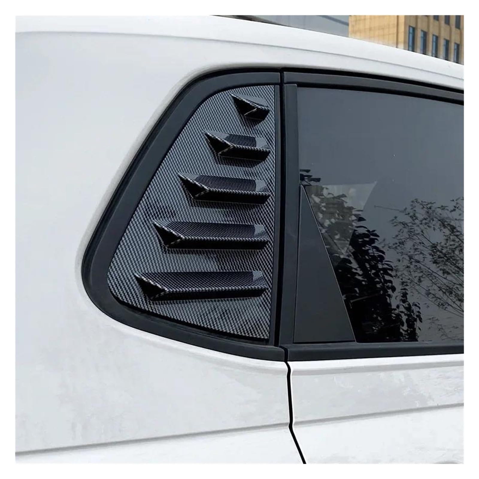 Car Rear Window Spoiler Tail Wing For VW For Polo For Mk6 2018-2023 Hatchback Rear Triangle Louver Window Sunshades Side Window Spoiler Splitter Cover Trim Rear Window Side Splitter Wing(Carbon Look)