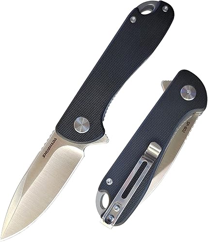 SHUBHADA EDC - Cuchillo de bolsillo plegable de perfil bajo, hoja de satén D2 de 2.97 pulgadas, pivote de rodamiento de bolas IKBS, asas G-10,