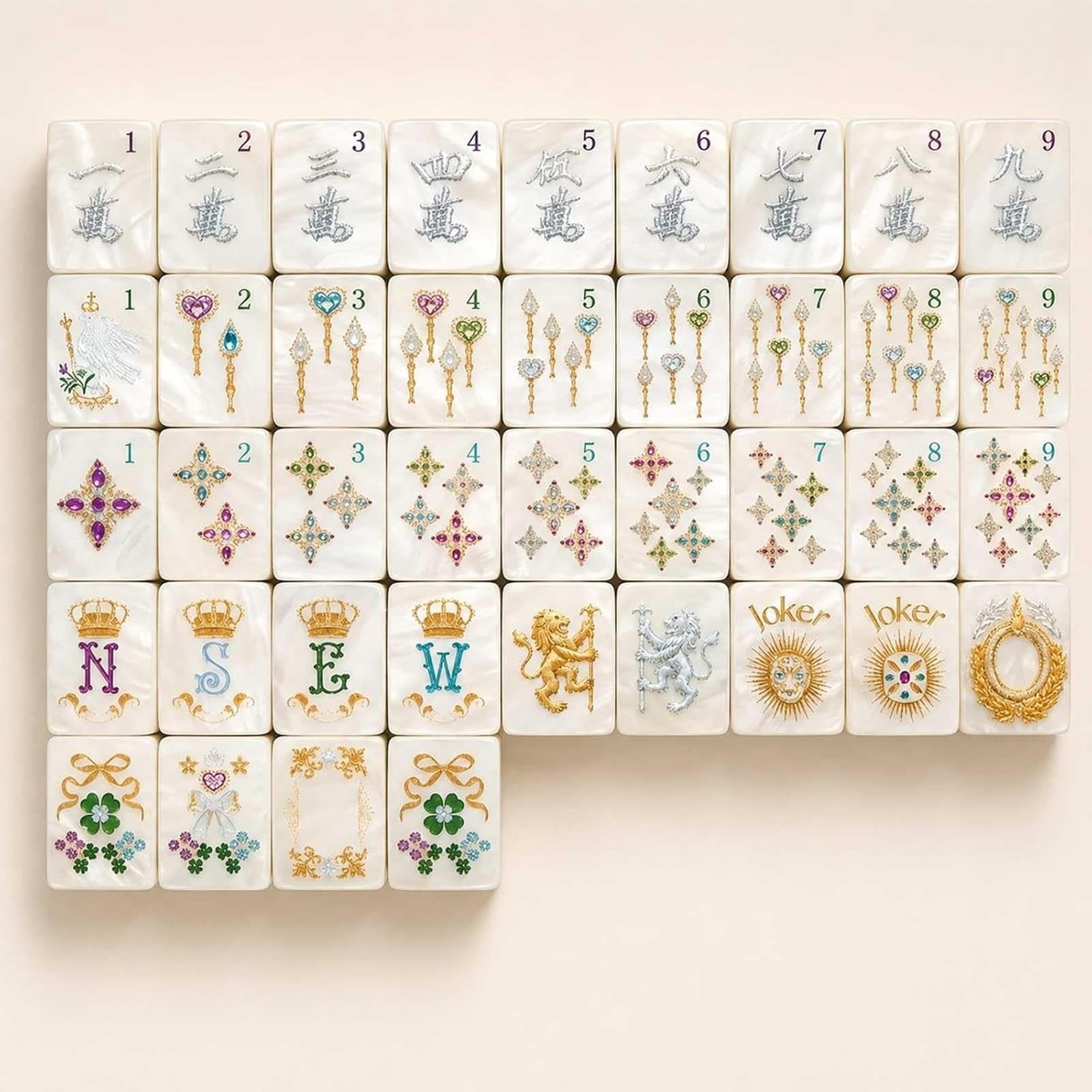 Mahjong acrilico set 160 tessere - gioco da viaggio americano con borsa dadi e guida in faesite(White crackle pattern)