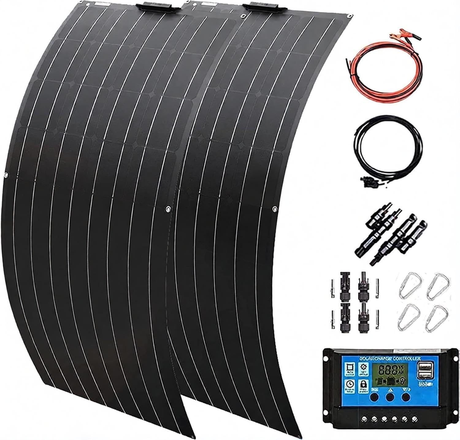 Panel Solar de 600 vatios, Paneles solares Flexibles, 2 Paneles solares de 300 W, módulo de Alta eficiencia, Cargador de energía fotovoltaica con Accesorios.