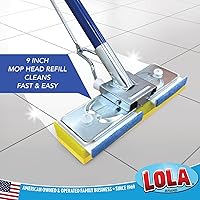 Vista 5 de LOLA Recambio de esponja de celulosa SqueezeMatic Butterfly Mop de 9 pulgadas, cabezal de repuesto, limpieza de pisos, comparable con recambio