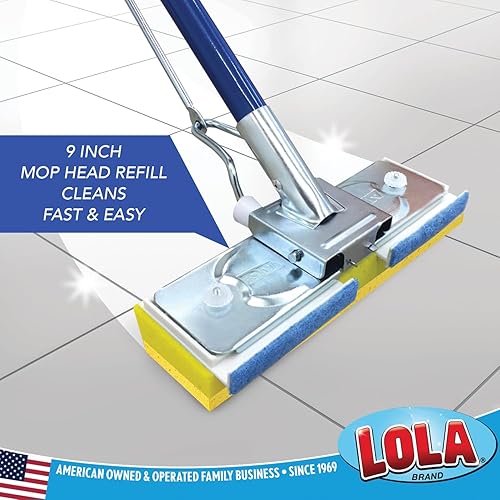 Miniatura 9 de LOLA Productos Squeeze Matic - Recambio de cabezal de esponja de mariposa fácil de limpiar, cabezal de fregona de 9 pulgadas de ancho, cabezal de
