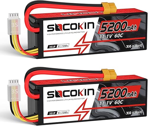 Batería Lipo de 11.1V 3S 5200mAh Lipo Batería con XT60 Conector Estuche Duro 60C para RC Modelo de Coche RC Racing Car Heli Avión Quadcopter