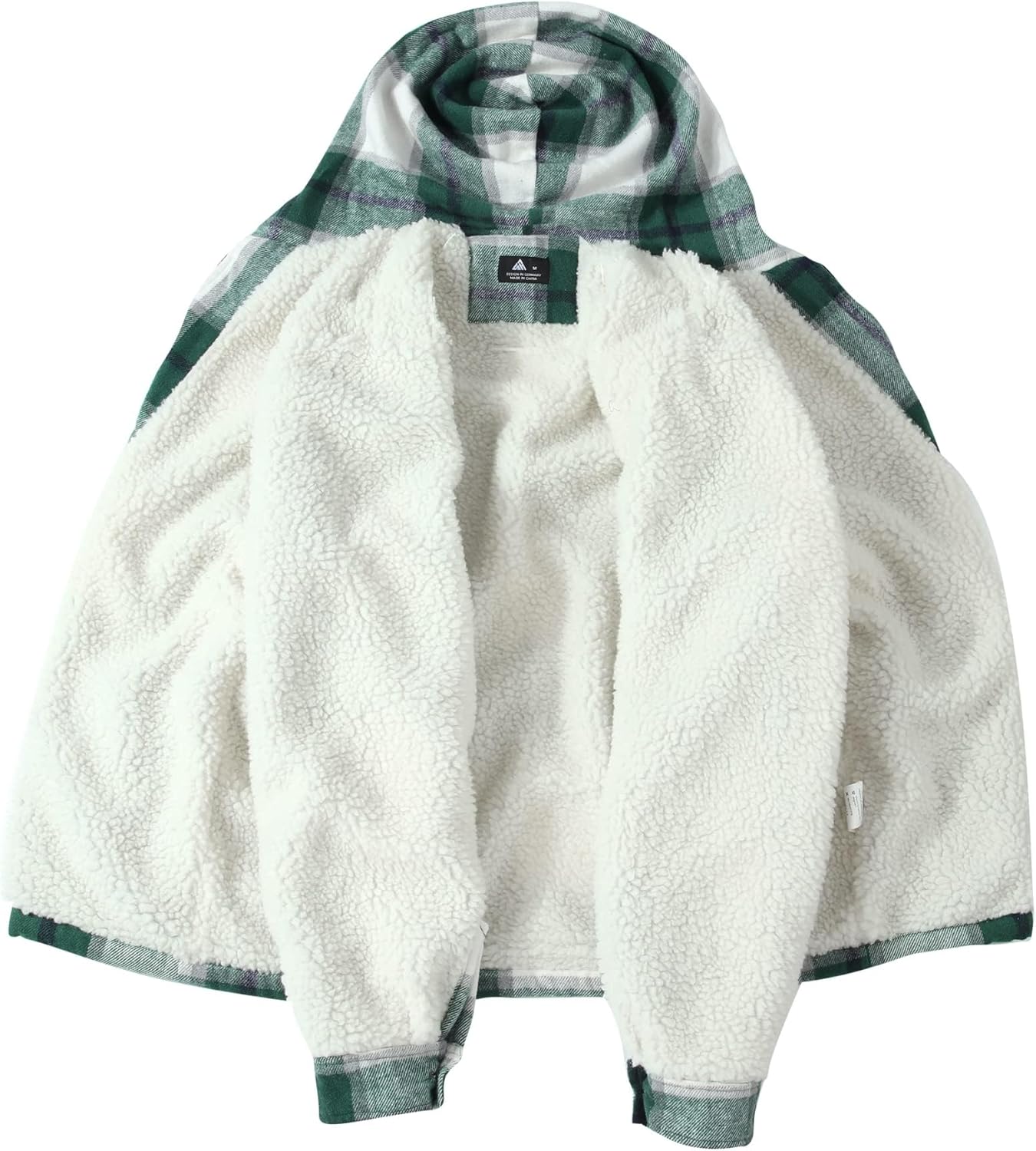 ZITY Men's Flannel Hooded Jacket Fleece Sherpa Lined Plaid Shirts Jackets Zip Up Sweatshirt Hoodies for Men with 4 Pockets