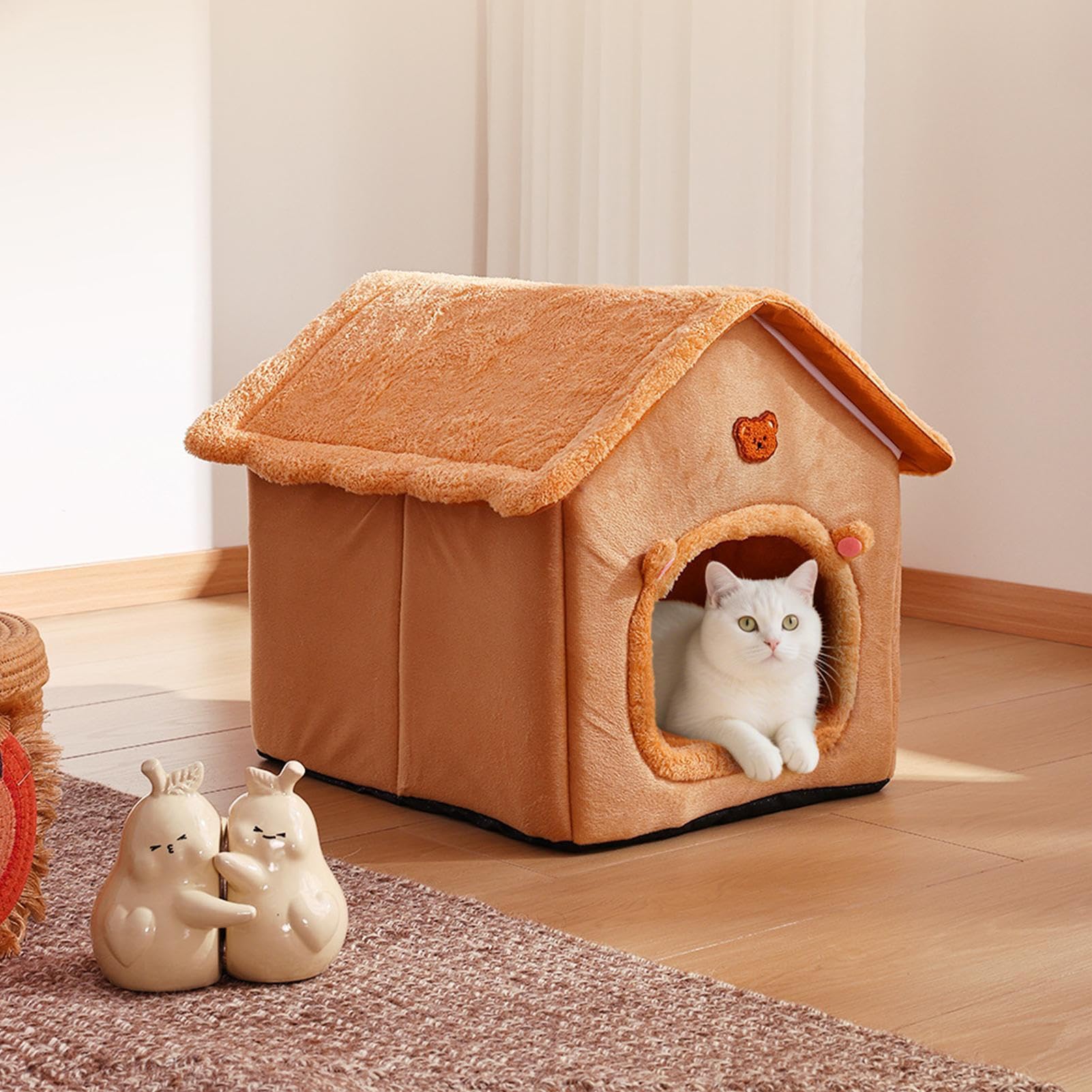Cuccia Caverna Per Gatti Casetta Rilassante Con Cuscino Rimovibile | Cuccia Morbida Chiusa Per Gatti E Piccoli Animali Per Animali Domestici Da Interno Piccoli Cani Inverno Sonno Camera