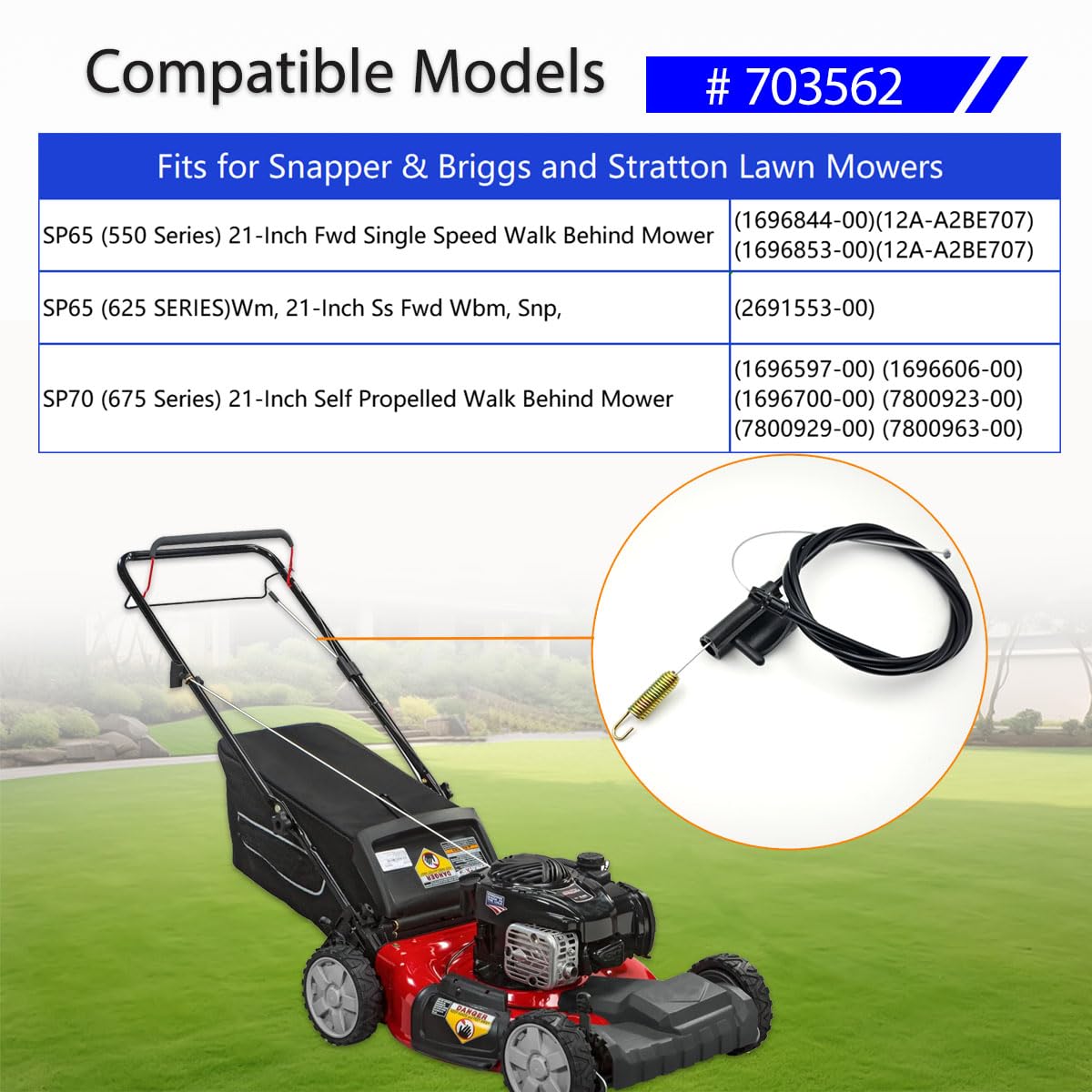 703562 Drive Cable-Fits for Snapper & Briggs and Stratton Lawn Mowers,Compatible with SP65-550, SP65-625, SP70-675 Self Propelled Walk Behind Mower