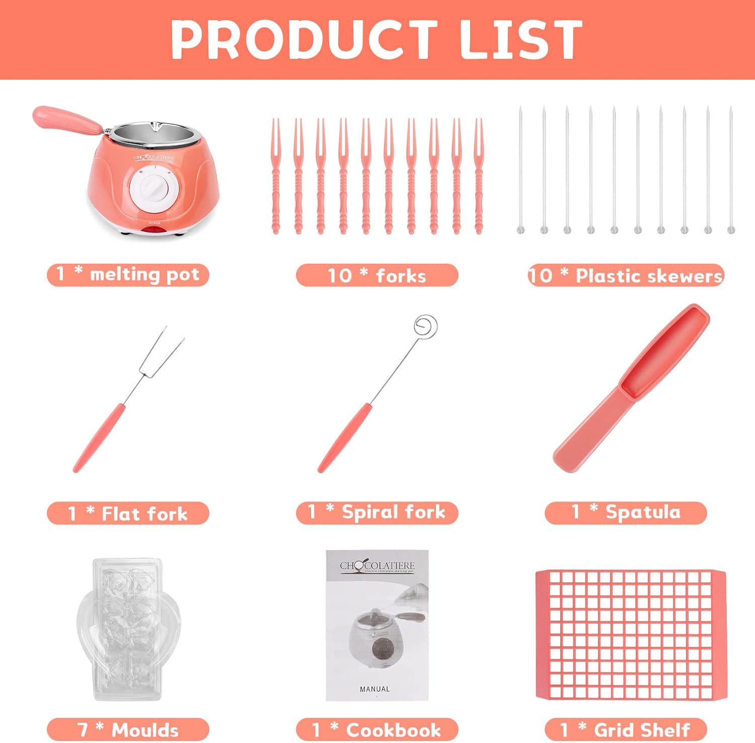 Chocolate Melting Pot, Electric Chocolate Melter Warmer Fondue Fountain Melting Pot Kit for Melting Chocolate, Candy, Milk, Butter, Cheese