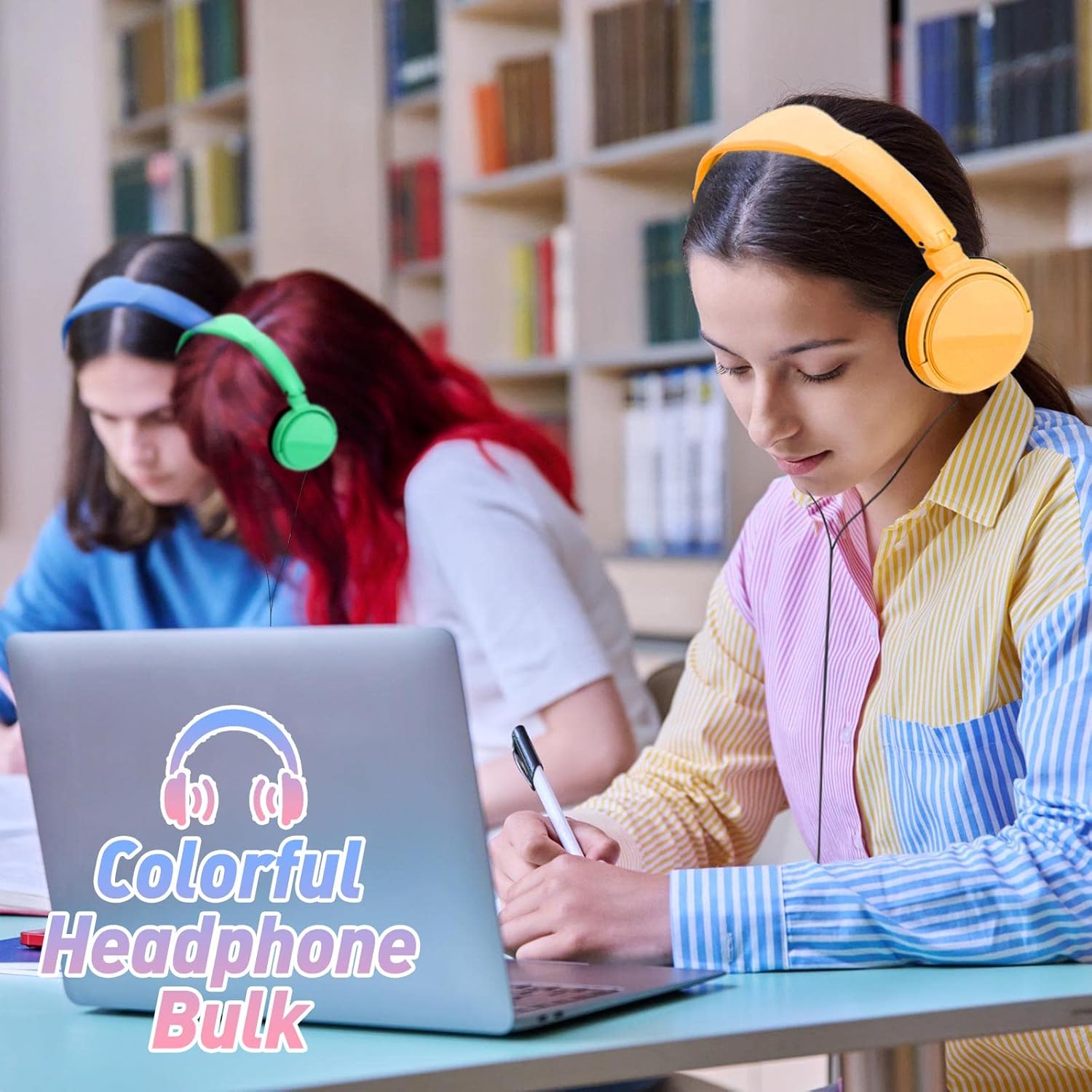 Geiserailie 36 Pack Classroom Headphones for Students in Bulk 12 Multi Colored Children On Ear Headset for Schools, Libraries, Computer Lab, Testing Centers