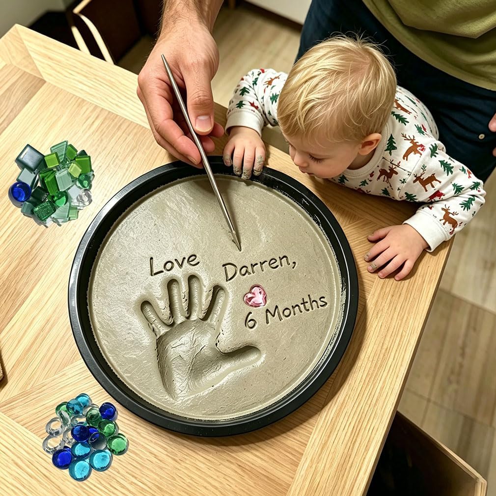 Stepping Stone Mold DIY Kit with Mosaic Tiles - 3 Step Stone Mold for Creating Personal Craft, Steel Stick for Writting Down Your Words, Paver Mold Set with Pink Heart Shape Diamond