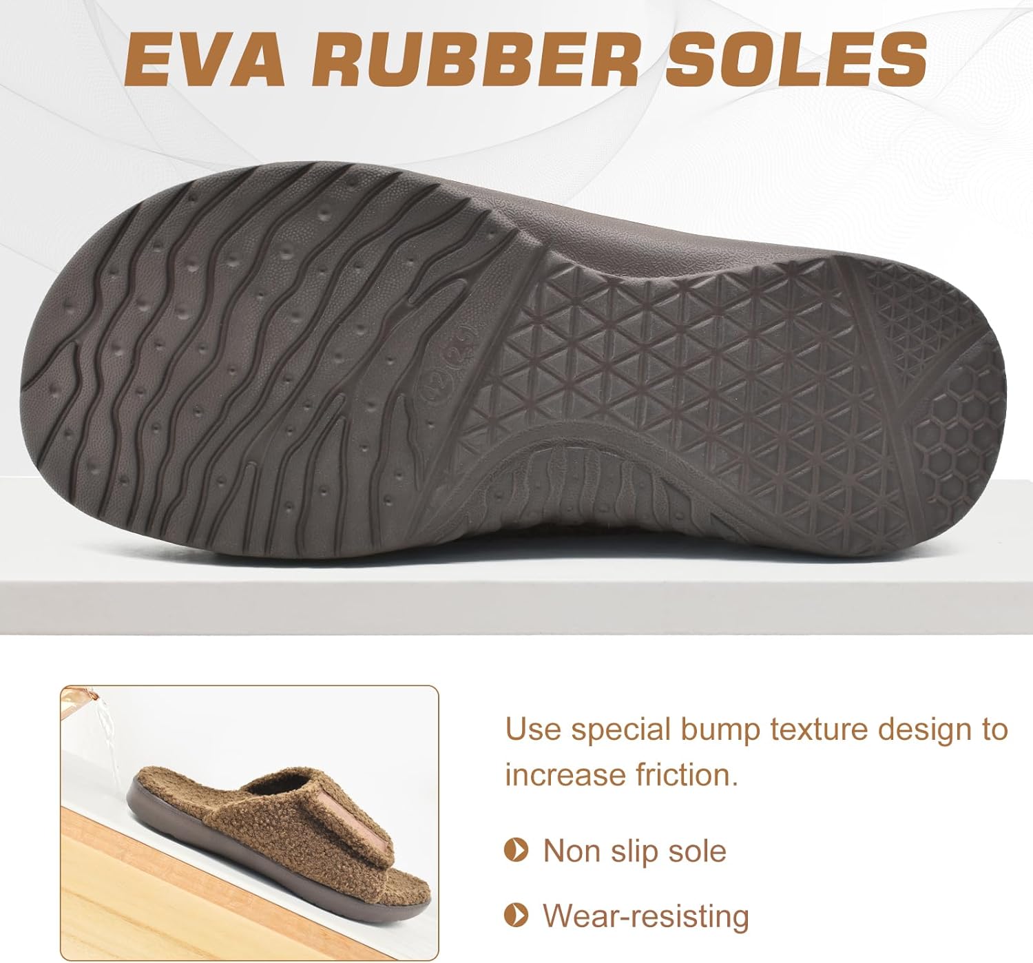 ONCAI Mens House Slippers with Arch Support,Fur Slides with Orthopedic for Plantar Fasciitis Wide Footbed and Adjustable Straps Size 7.5-15 - Image 5