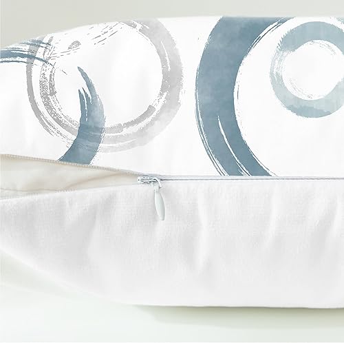 Miniatura 6 de CaliTime Juego de 2 fundas de almohada decorativas con estampado de círculos geométricos de tinta y lavado, para sofá, cama, decoración de casa