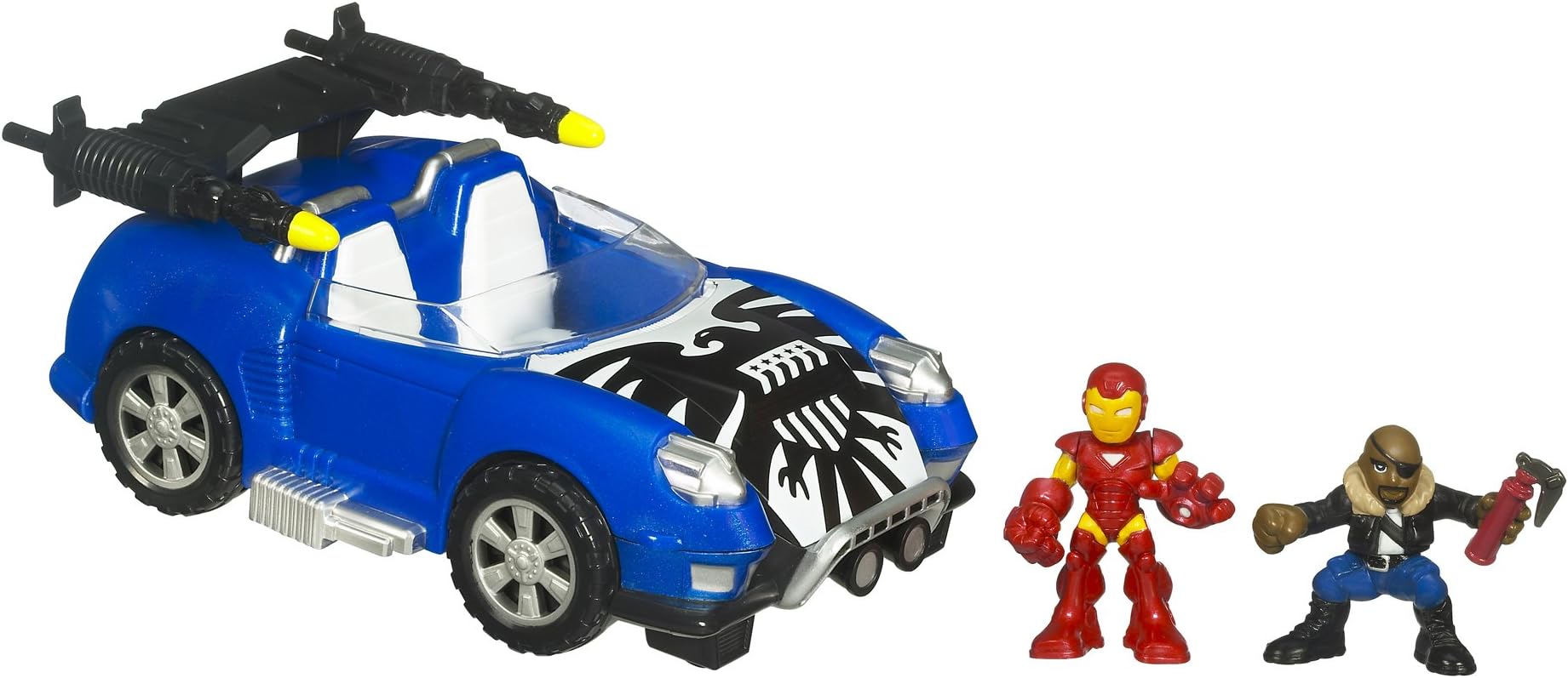 Marvel Superhero Squad Battle Vehicle - Hover Car With Iron Man And Nick Fury