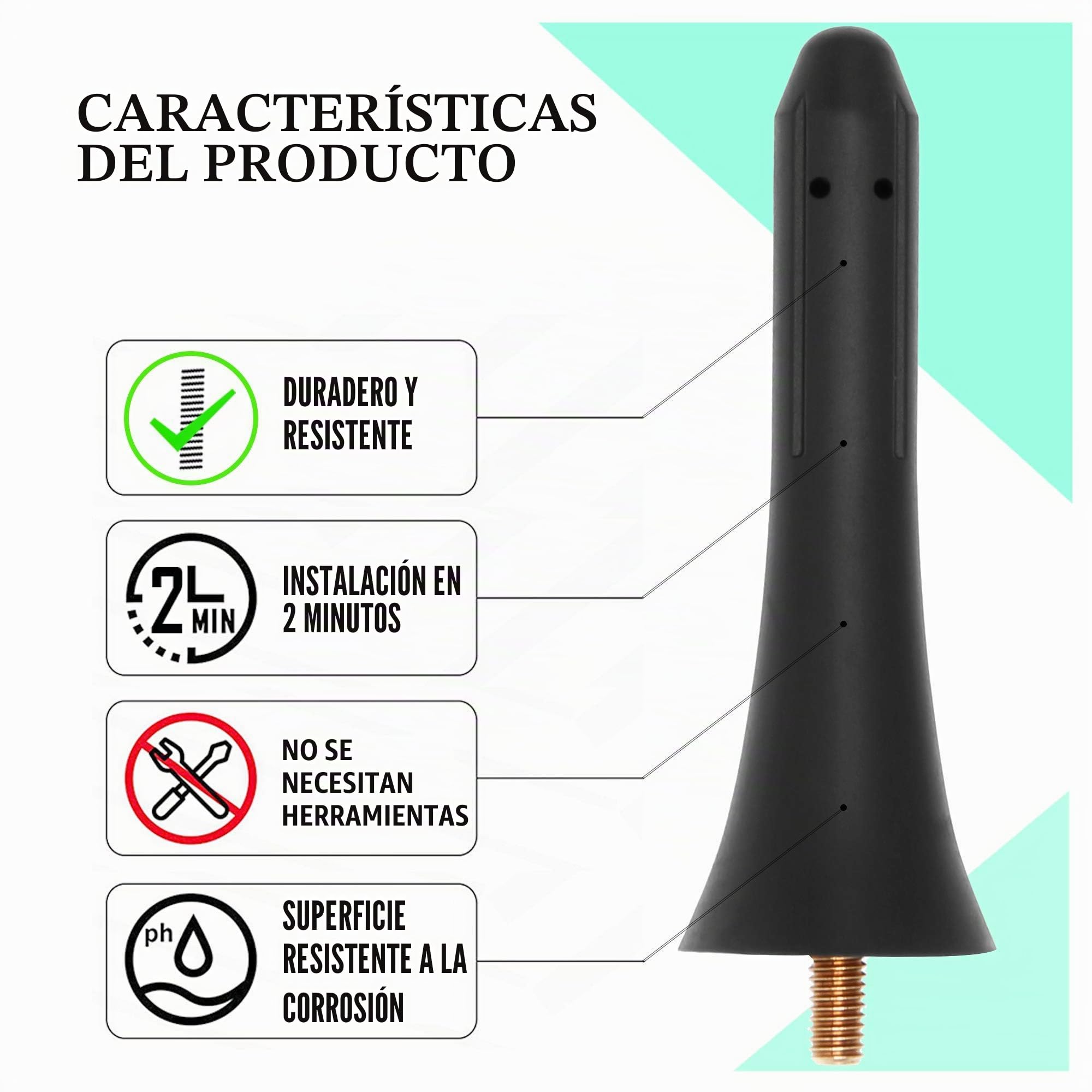 KSaAuto Antena de goma de 3 pulgadas para Mazda Miata MX-5 RF ND NC 2006-2024 OEM NF47-66-A30A, diseño de línea deportiva que mejora la apariencia, reduce la resistencia al viento y el ruido