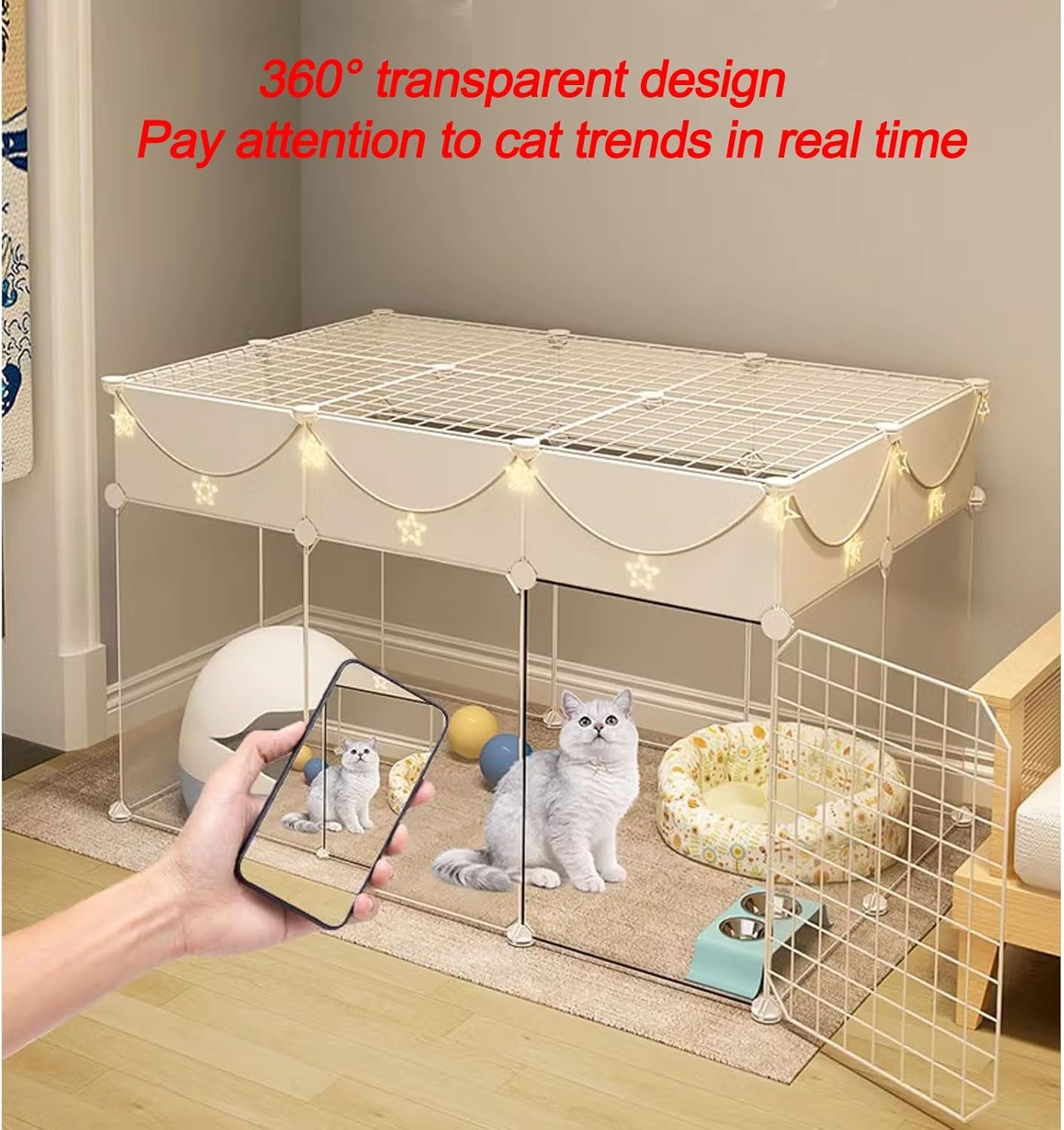 Cat Kennels for Indoor Cats,Kitten Cage DIY Pet Playpen Metal Kennel for 1-2 Cats,Ferret,Chinchilla,Rabbit,Small Animals,Kitty,Squirrel,Rv Travel,Camping,4b