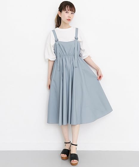 Amazon Co Jp ケービーエフ Kbf バックフリルキャミワンピ Kb85 26f030 One Black 服 ファッション小物