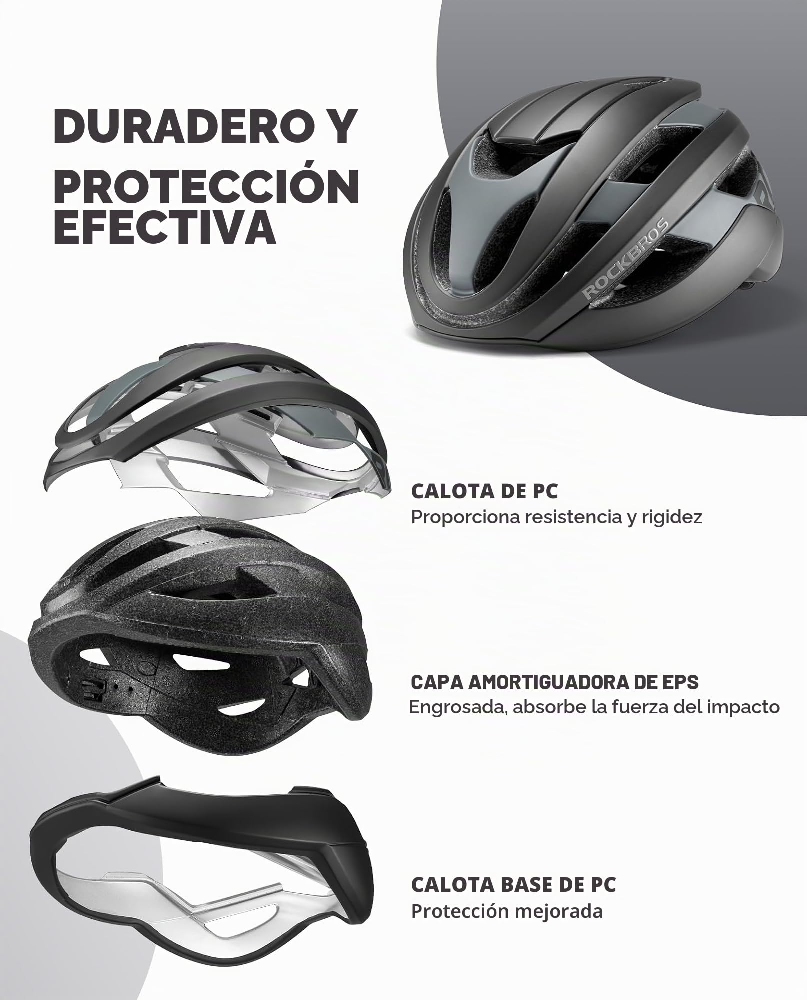 ROCKBROS Casco Bicicleta Adulto para Hombre Mujer, Casco Ligero con 2 Forros Desmontables, Casco de MTB Carretera Urbano Ciclismo
