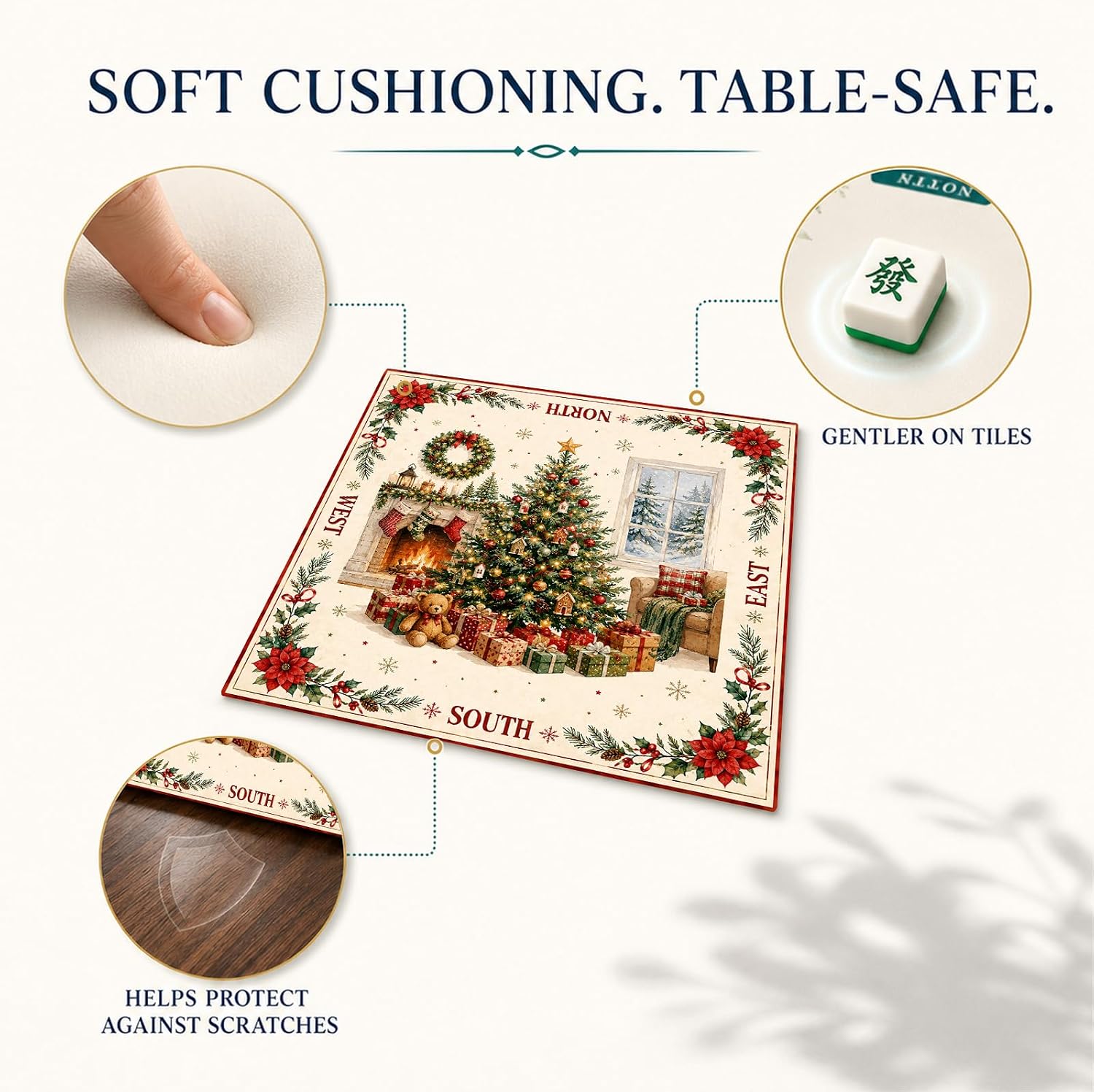 Mahjong Mat Christmas Tree Theme,American Mah Jongg Table Mat image 4