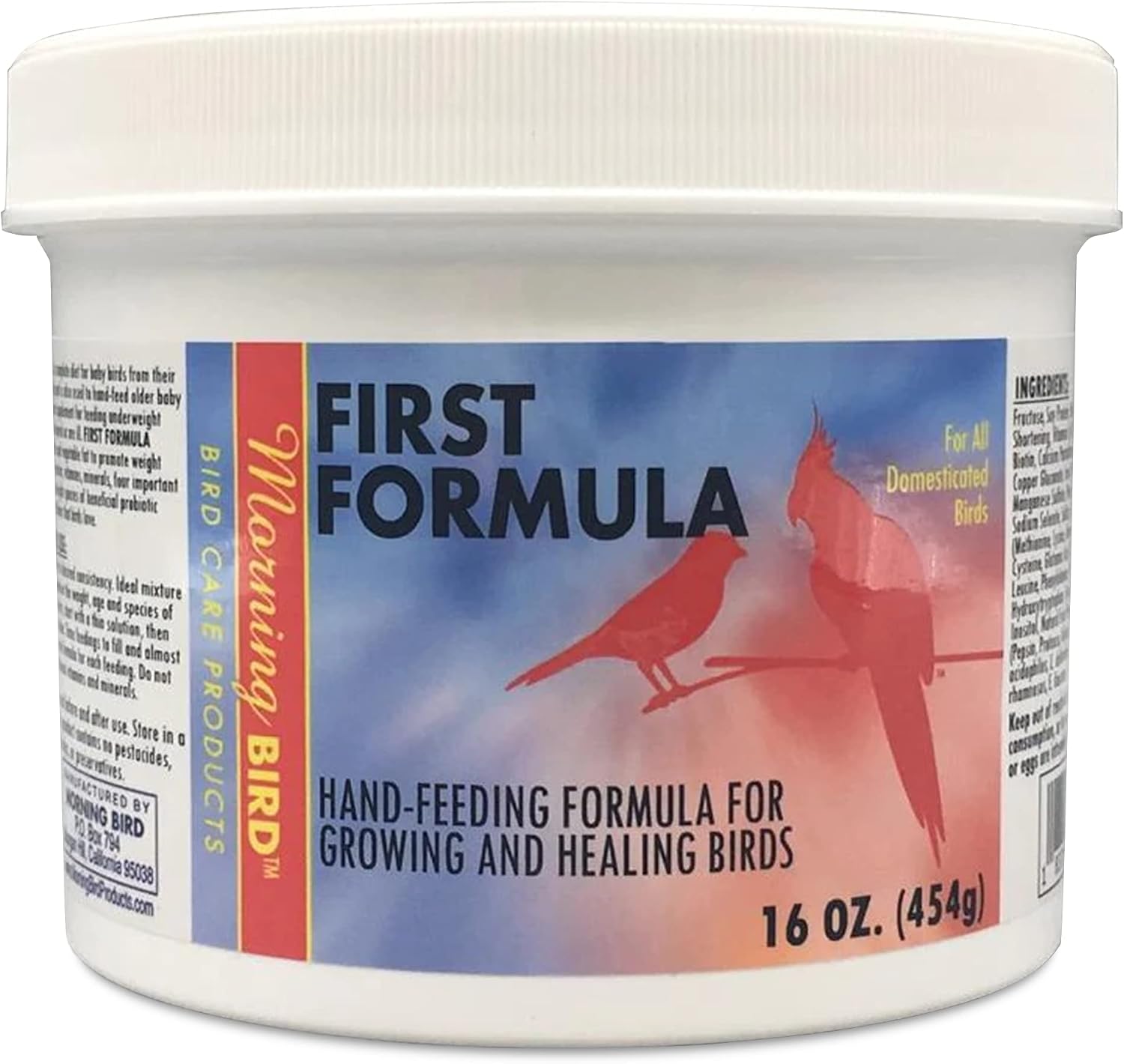 Morning Bird First Formula, Baby Bird Food and Powder Formula for Growing and Healing Birds, Fruit Flavor, 16 oz