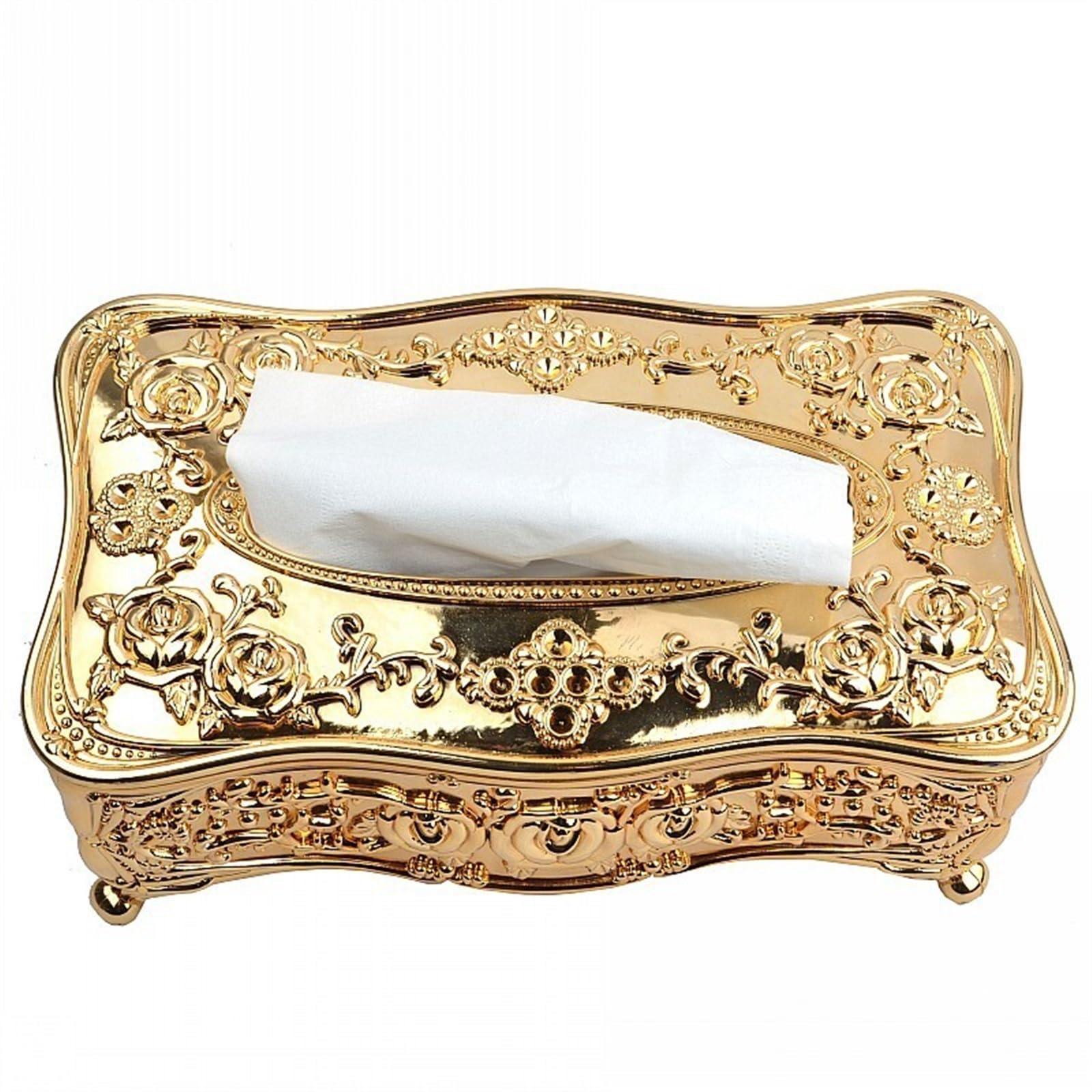 Kosmetiktücher Box Taschentuchbox Desktop-Taschentuchbox, Wohnzimmer Esszimmer Desktop kreative Papierschublade, Gold Silber minimalistische Taschentuchbox für Büro/Zuhause(Gold)