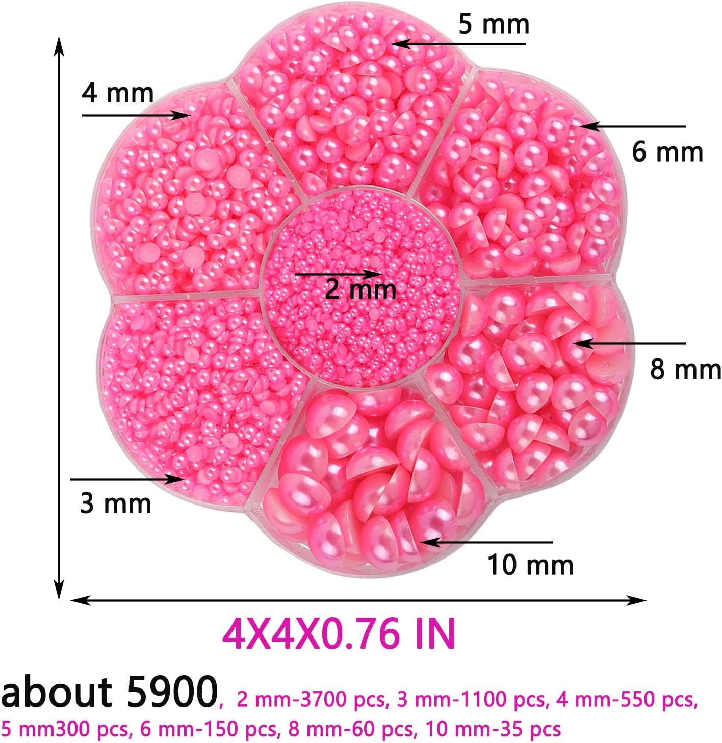 5900 Half Pearls for Crafts, Roses, Makeup & DIY - Flatback Pearls for Nails (2/3/4/5/6/8/10mm) image 2