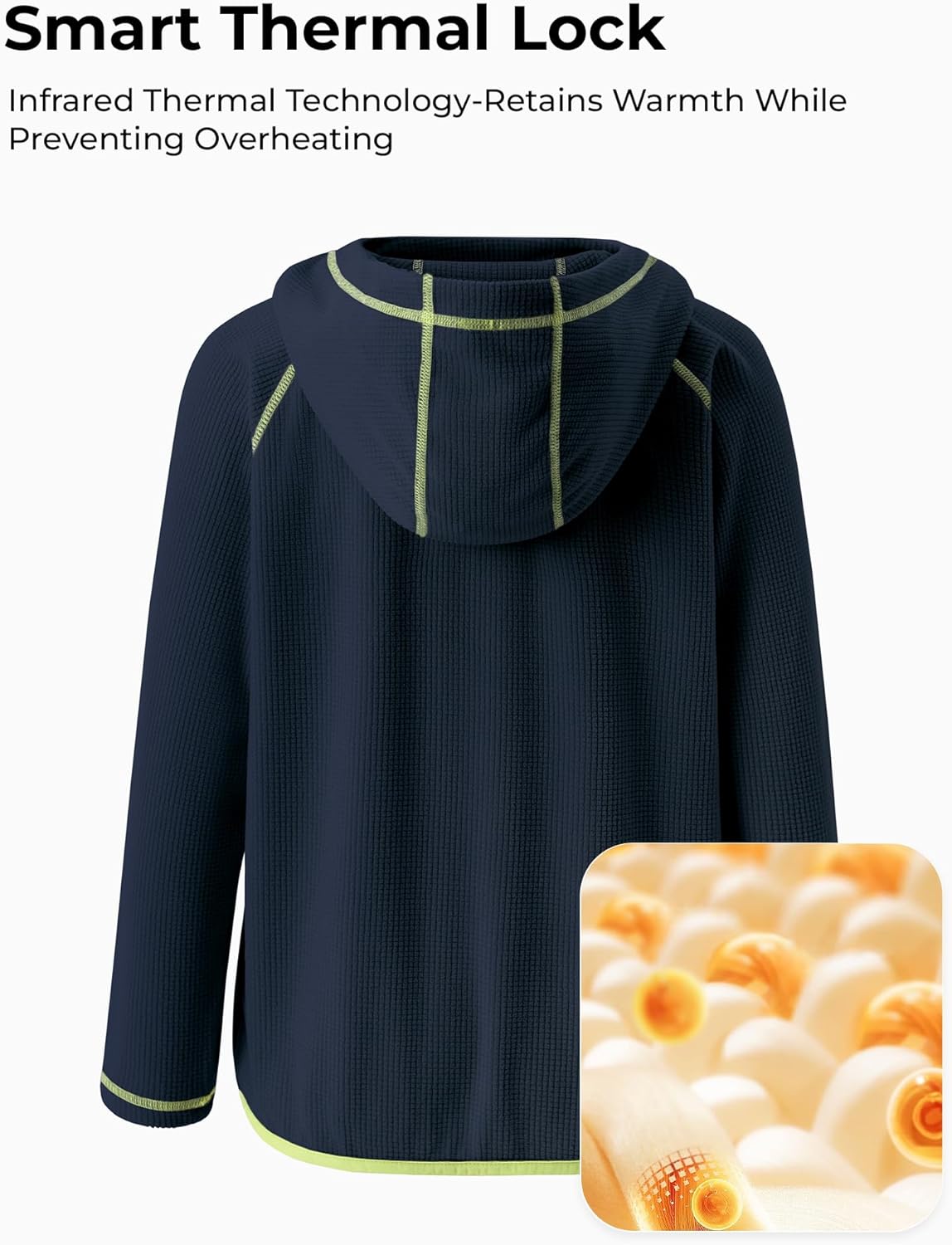 PATPAT Kids Heat-Retaining Hoodie, Smart Thermal Hooded Sweatshirt, Long Sleeve Pullover with Pocket Thumb-hole Cuffs - Image 3