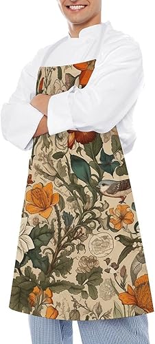 Miniatura 4 de Personalized Retro Pattern Adult Apron, Kitchen Cooking Aprons for Woman Man, Adjustable Bib Apron with Pocket for Baking, BBQ Crafting Outdoors,
