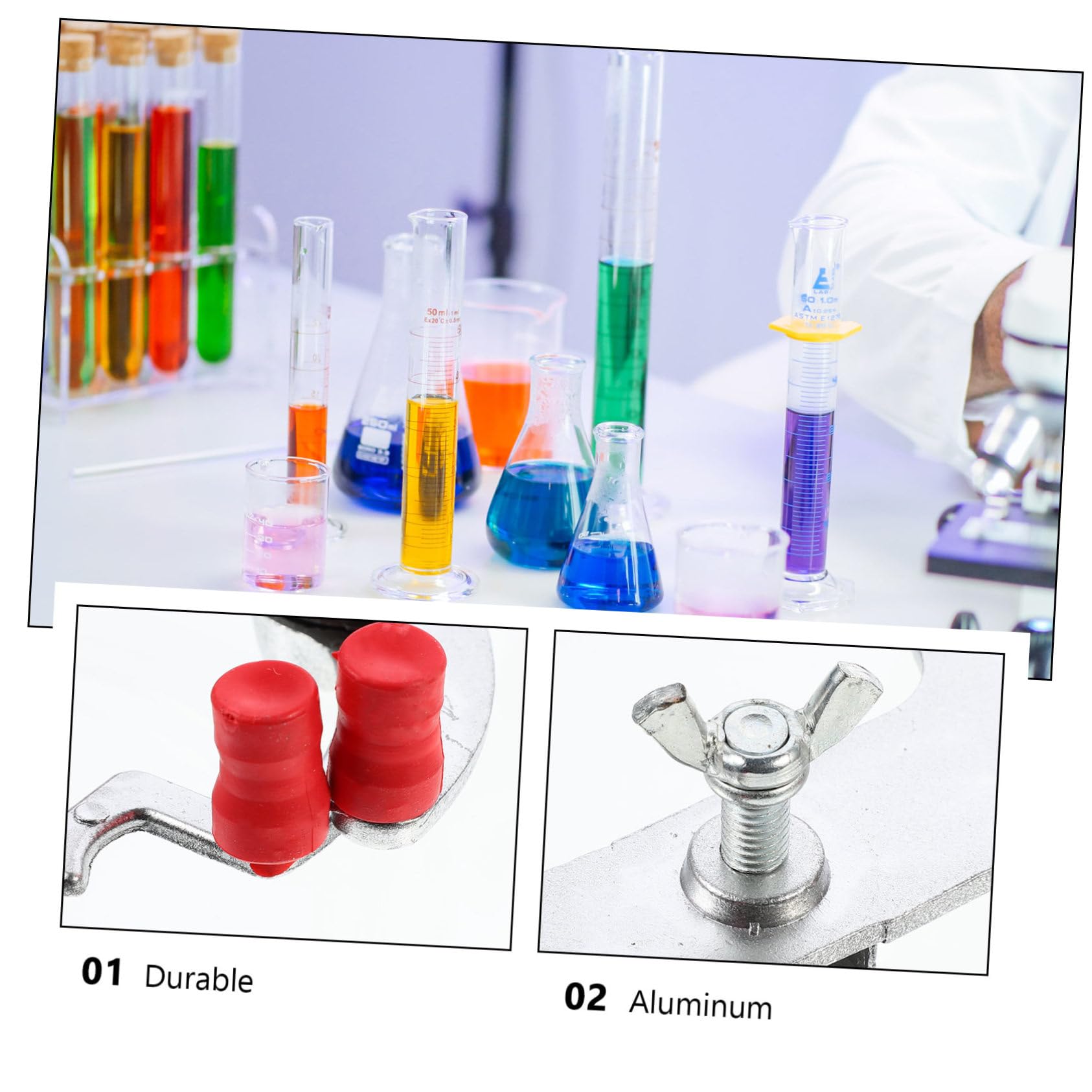 Cabilock 5 Pezzi Morsetto Buretta in Alluminio Resistente per Laboratorio Clip di Fissaggio per Tubi da Titolazione Supporto Compatibile per Esperimenti Scolastici e Scientifici