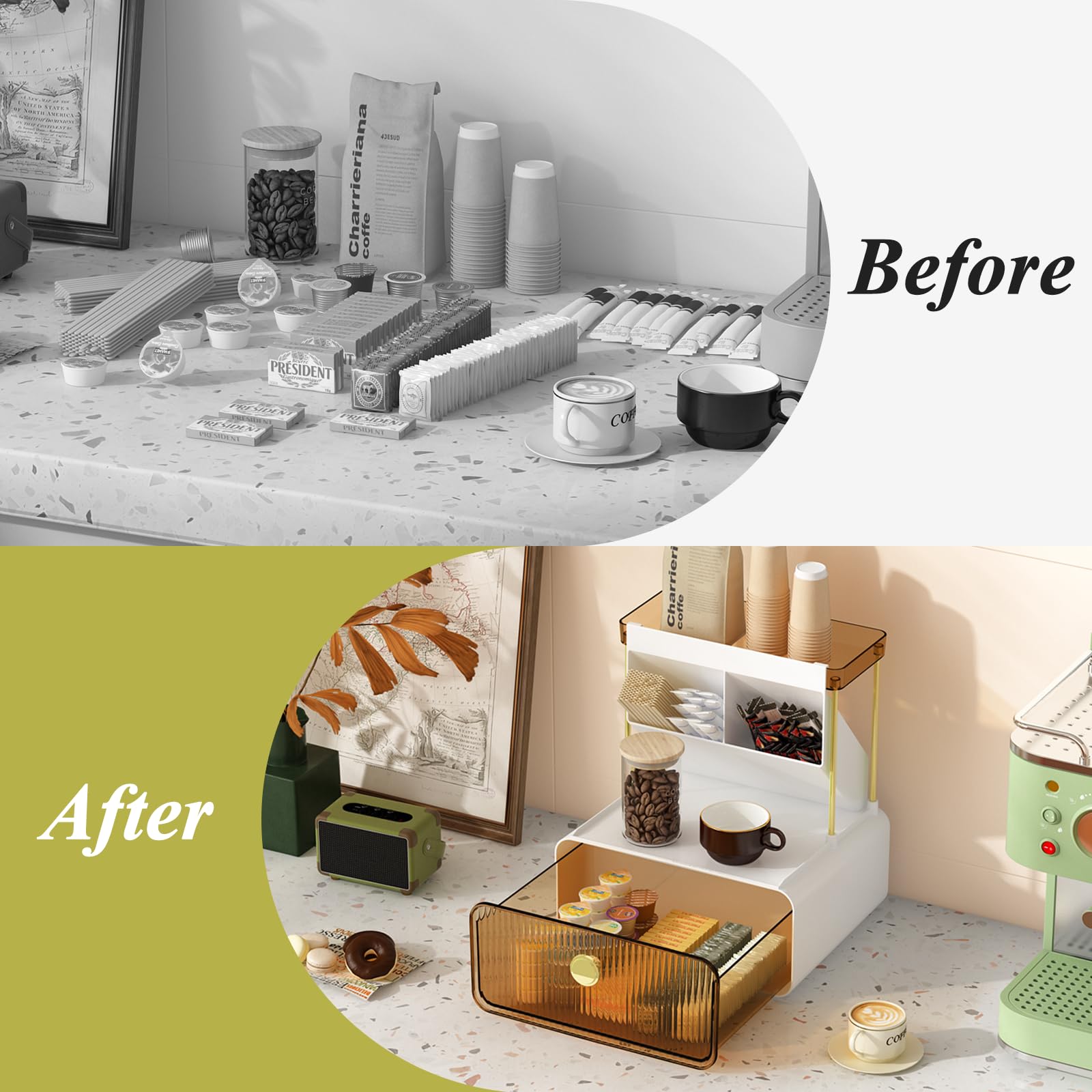 FOLLOWIN Organiseur de maquillage avec tiroir de rangement, présentoir cosmétique avec support pour rouges à lèvres, brosse à parfum, organisateur de cosmétiques et fournitures de beauté pour
